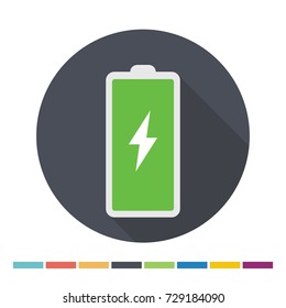 Battery flat web icon. Vector illustration.