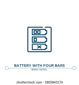 battery with four bars vector line icon. Simple element illustration. battery with four bars outline icon from basic hotel set concept. Can be used for web and mobile
