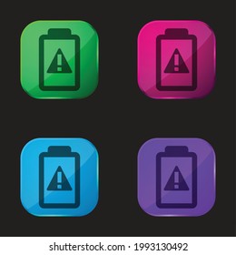 Battery four color glass button icon