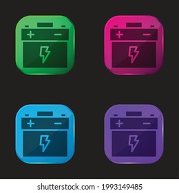 Battery four color glass button icon