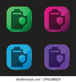 Battery four color glass button icon