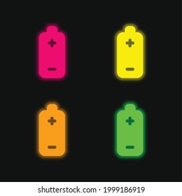 Battery four color glowing neon vector icon
