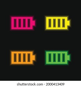 Battery four color glowing neon vector icon