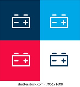 Battery four color material and minimal icon logo set in red and blue