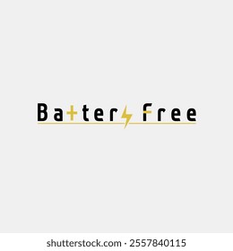 Battery free typography logo with simple concept, minimalis logo, with lightning ,and plus minus logo for your bussiness.