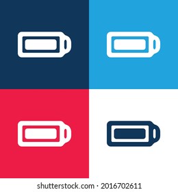 Minimaler Akku-Icon-Satz für Vollblau und Rot mit vier Farben