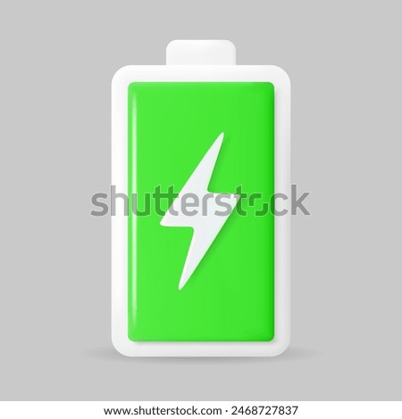 Battery full charge indicator in 3D style. Phone battery high level. Vector illustration