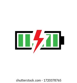 Battery Full Charging Green and Red Icon