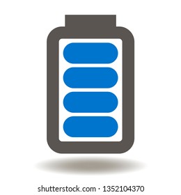 Battery full energy icon vector. Accumulator li-ion charge logo.