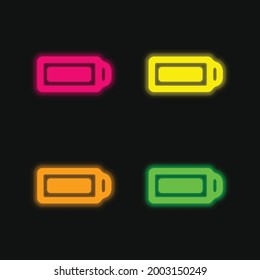 Battery Full four color glowing neon vector icon