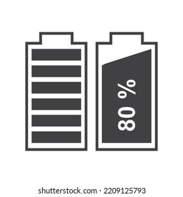 
icono lleno de batería y vector de ilustración de fondo blanco 80%