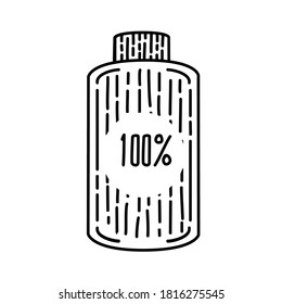 Battery Full Icon. Doodle Hand Drawn or Black Outline Icon Style