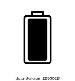 Línea de icono completa de la batería aislada en el fondo blanco. Icono delgado plano negro sobre el estilo de contorno moderno. Símbolo lineal y trazo editable. Ilustración vectorial de trazo simple y píxel perfecto