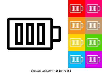 Battery Full. Line Icon With Different Color Background.