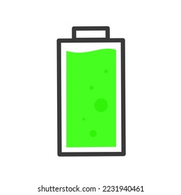 Battery full liquid green vector illustration on white background suitable for icon, sticker, element, etc.