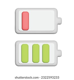 la batería está llena y el conjunto de iconos 3d es bajo
