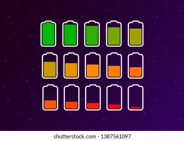 Battery Full Low Empty Charging Smartphone Fully Charged Vector Illustration