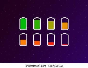Battery Full Low Empty Charging Smartphone Fully Charged Vector Illustration