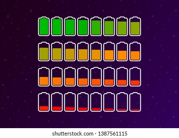 Battery Full Low Empty Charging Smartphone Fully Charged Vector Illustration