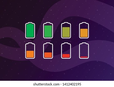 Battery Full Low Empty Charging Smartphone Fully Charged Vector Illustration