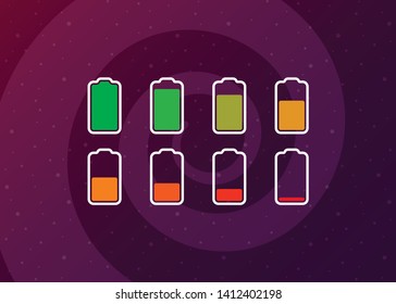 Battery Full Low Empty Charging Smartphone Fully Charged Vector Illustration