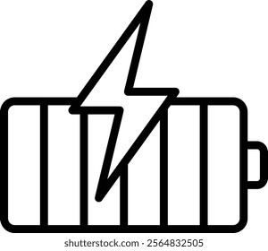 Battery Full Vector Line Icon Design
