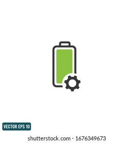 battery and gear icon power setting symbol design element logo template