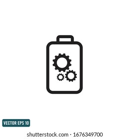 plantilla de logotipo del elemento de diseño del símbolo de configuración de la alimentación de la batería y del icono de la marcha