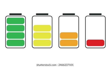 Battery Going Low Icons. Colored Vector.