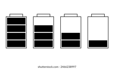 Battery Going Low Icons Vector. Black and White Illustration.