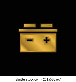 Battery gold plated metalic icon or logo vector