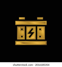 Battery gold plated metalic icon or logo vector