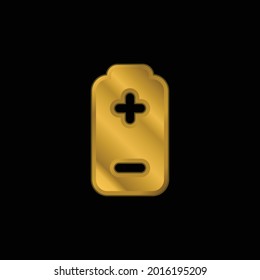 Battery gold plated metalic icon or logo vector