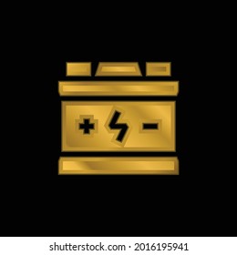 Battery gold plated metalic icon or logo vector