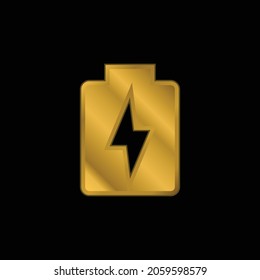 Battery gold plated metalic icon or logo vector