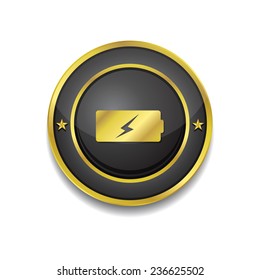 Battery Gold Vector Icon Button