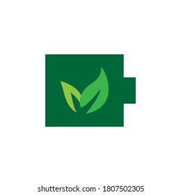 Battery of green ecology icon set flat design 