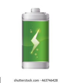 Battery green energy power charge icon. Isolated and flat illustration. Vector graphic