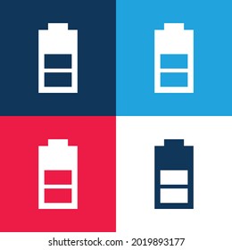 Batería con media carga azul y rojo cuatro colores conjunto mínimo de iconos