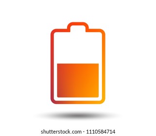 Battery half level sign icon. Low electricity symbol. Blurred gradient design element. Vivid graphic flat icon. Vector