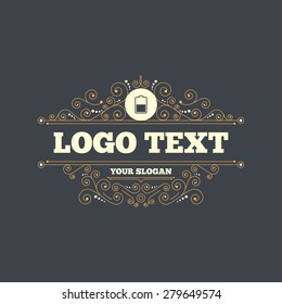 Battery half level sign icon. Low electricity symbol. Flourishes calligraphic ornament. Vector