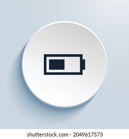 battery half pixel art icon design. Button style circle shape isolated on white background. Vector illustration