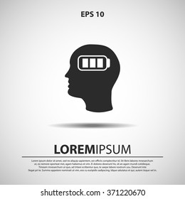 battery in head icon for web and mobile. flat design style