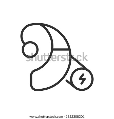 Battery in the hearing aid, linear icon. Line with editable stroke