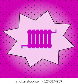 Battery for heat .Purple icon pop-art background .Vector.