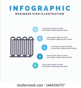 Battery, Heater, Hot, Radiator, Heating Blue Infographics Template 5 Steps. Vector Line Icon template. Vector Icon Template background