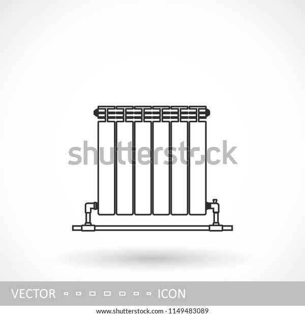 Battery for heating icon. A radiator icon in the\
style of linear\
design.