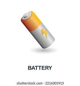 Batteriesymbol. 3D-Illustration aus der Ökologie und Energiegewinnung. Kreatives Akku-3D-Symbol für Webdesign, Vorlagen, Infografiken und mehr