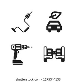 battery icon. 4 battery vector icons set. drill, hoverboard and electric car icons for web and design about battery theme