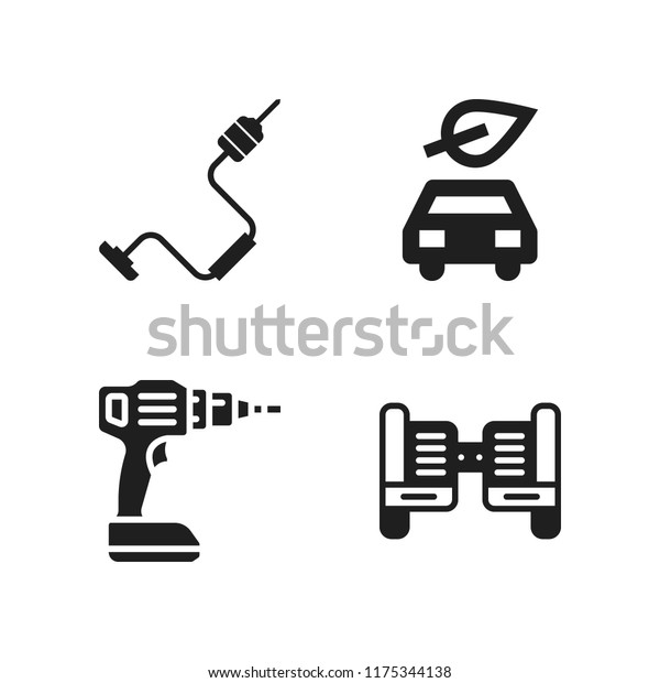 battery\
icon. 4 battery vector icons set. drill, hoverboard and electric\
car icons for web and design about battery\
theme